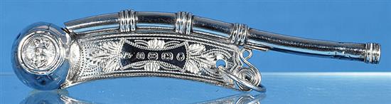 A Victorian silver bosuns call, Length 4”/98mm Weight 11grms